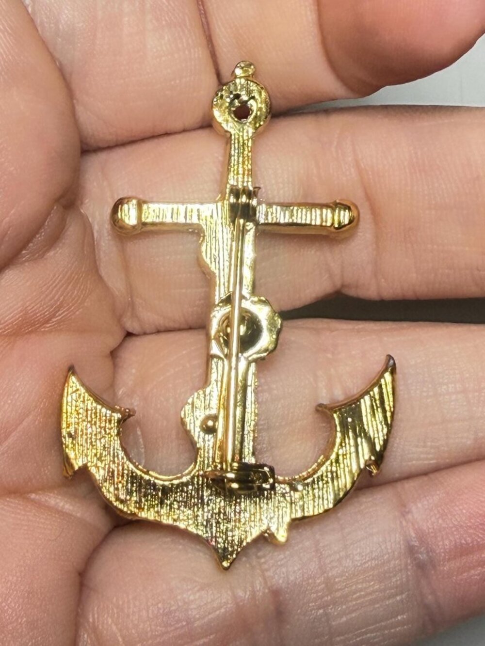 Vintage Anchor Brooch Red White Blue Enamel Nautical Pin - Picture 4 of 9